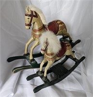 Pair of Carved & Painted Wood Rocking Horses