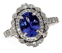 14k Gold 2.56 ct Oval Tanzanite & Diamond Ring