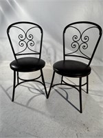 Lot of 2 Tuscan Style Metal Padded Chairs