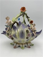 LARGE PORCELAIN CHERUB BASKET