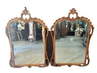 2 SATINWOOD HEAVY CARVED MIRRORS' X2, GOOD