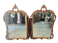 2 SATINWOOD HEAVY CARVED MIRRORS' X2, GOOD