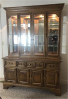 Lighted Hutch China Cabinet Beveled Glass
