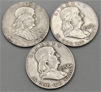 (3) 1958 D Franklin Half Dollars