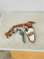 2 toy cap guns & holster - used