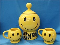 McCoy set "Have a Happy Day" Cookie Jar and 2