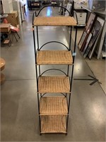 Metal and Wicker Tiered Shelf - approx. 5ft tall