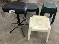 ASSORTMENT OF STOOLS (3 larger stools, 2 not