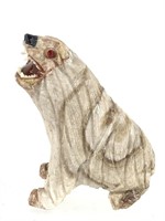 Carved Stone Snarling Polar Bear Miniature Figure