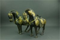 Pair of Chinese Bronze Horses