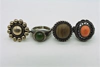 4 Vintage Sterling Rings