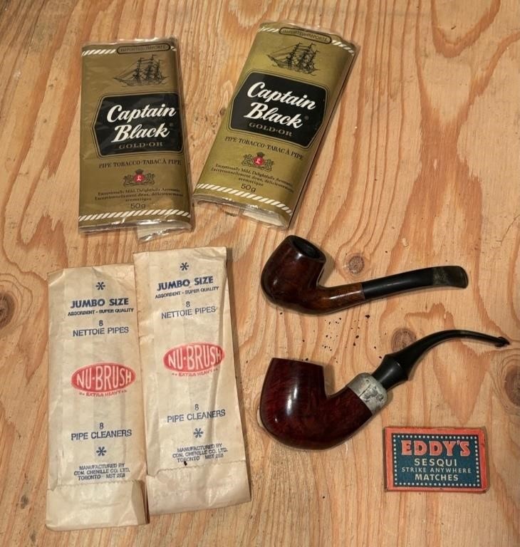 Pair of Smoking Pipes, Tobacco, Pipe Cleaners