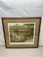 Jim Lamb Dog and Duckling Framed Print Signed and