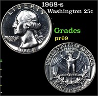 Proof 1968-s Washington Quarter 25c Grades GEM++ P
