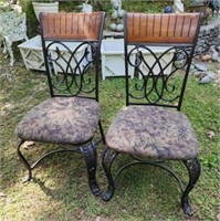 Pair of metal upholstered chairs