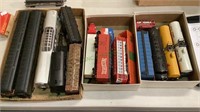 Three small boxes of HO scale train cars    1082