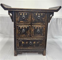 Small Asian style side table/ cabinet 26 x 16 x12