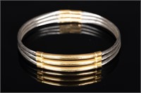 18kGold Steel Designer Cable Bangle Bracelet