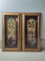 Palm Tree Framed Art, 12"x23", 2 PC's