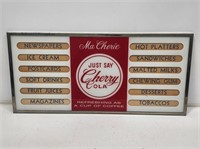 Ma Cherie Cherry Cola Glass Menu Board