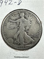 1942-D Silver Walking Liberty Half-Dollar