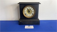 VICTORIAN BLACK BRASS MANTLE CLOCK