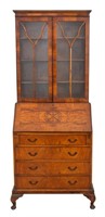 Walnut Bureau Bookcase, 20th C.