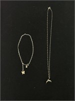 Sterling silver dolphin 18 in necklace and ankle