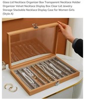 MSRP $22 Glass Lid Necklace Organizer Box