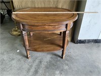 Small table 21 x 23 1/2 inch, medium brown wood,