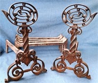 HAND FORGED PLANTATION IRON ANDIRONS & FIRE DOGS