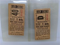 1953 Polo Grounds (2) Tickets 6/15/53 & 7/1/53