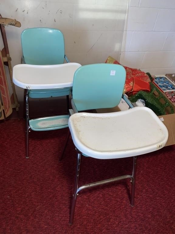 (2) METAL COSCO HIGH CHAIRS (34" TALL)