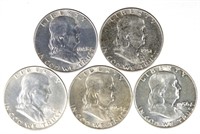 Franklin Half Dollars - BU? (5)