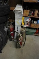 old aluminum radiator and 3 fire extinguisher