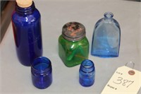 Vintage cobalt blue jars and more