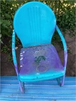 Vintage metal shell-back patio chair