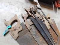Saws- 4 wood saws, 1 hack saw