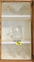 Cabinet Contents - Glass Pitcher, Bowl & Glassware