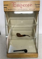 Emperor Briar Pipe display with 2 pipes