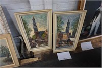 2-oil paintings of European buildings