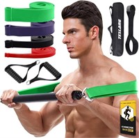 Portable Home Gym Resistance Bar with Bands,