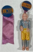 University of Ill. Celluloid Football Player Pins