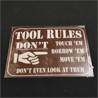 Metal Sign Tool Rules Man Cave Must