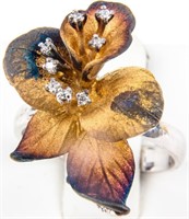 Jewelry Sterling Silver Orchid Flower Ring