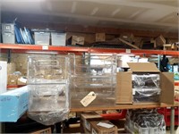 18 Plastic storage containers and shelve