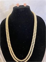 Pearl and Rose Necklace and Earring Set