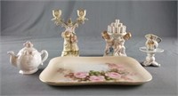 T&V Limoges Vanity Tray and Figurines