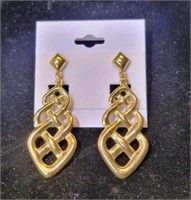 Gold Tone 2 1/4" l  Earrings Costume Jewelry