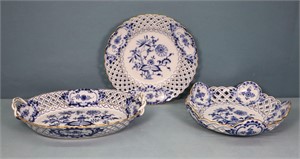 3pc. Reticulated Meissen Blue Onion China